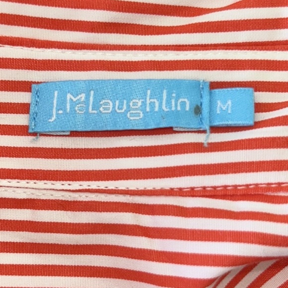J. McLaughlin Millbury Orange White Striped Tie Waist Shirtdress Midi Dress - M - Picture 13 of 16